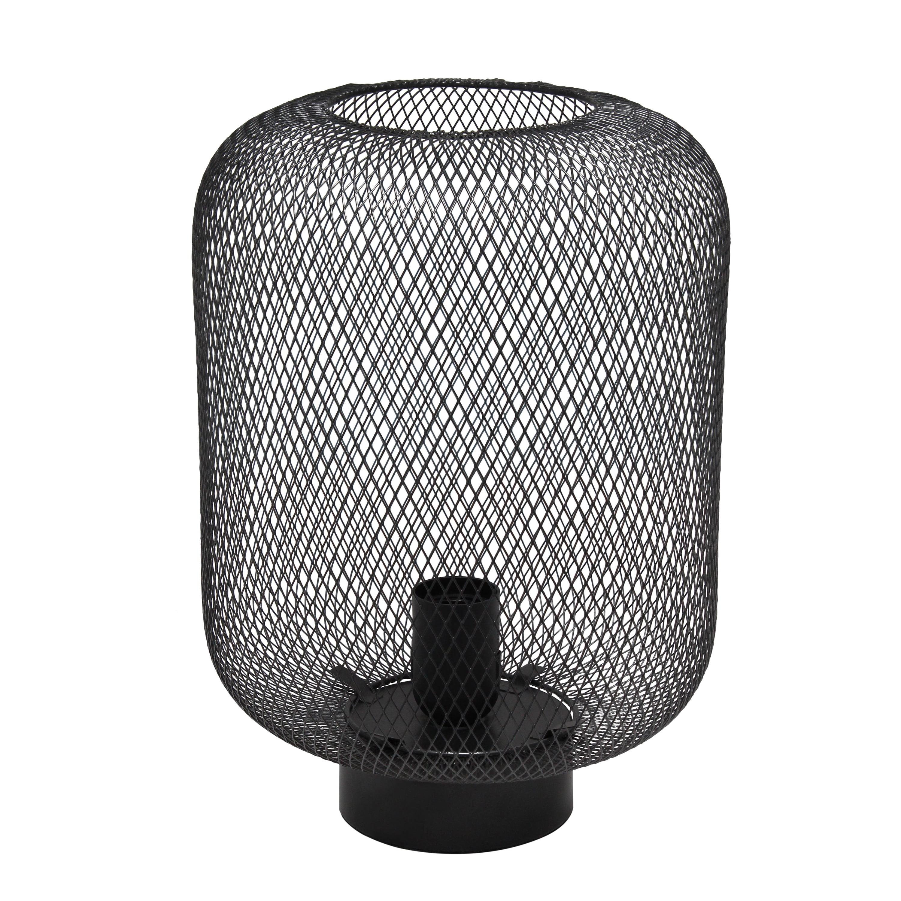 Black Metal Mesh Industrial Table Lamp with Edison Bulb