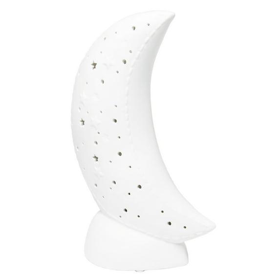 Porcelain Moon Shaped Table Lamp White - Simple Designs: Ceramic, ETL Listed, No Assembly Required