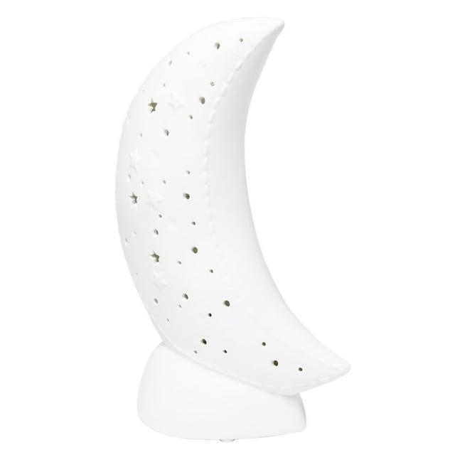 Porcelain Moon Shaped Table Lamp White - Simple Designs: Ceramic, ETL Listed, No Assembly Required