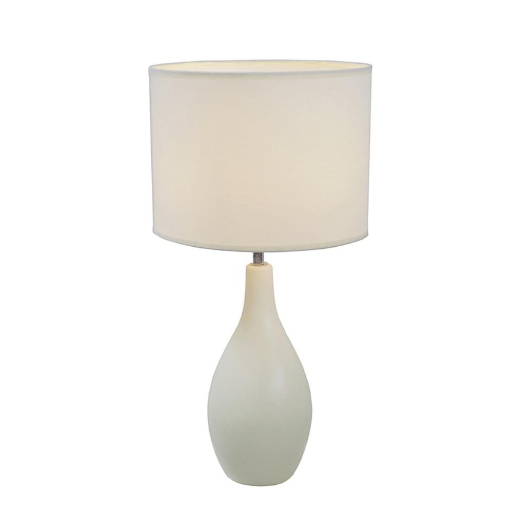 Simple Designs Ceramic Oval Base Table Lamp in Off White with Off White Shade