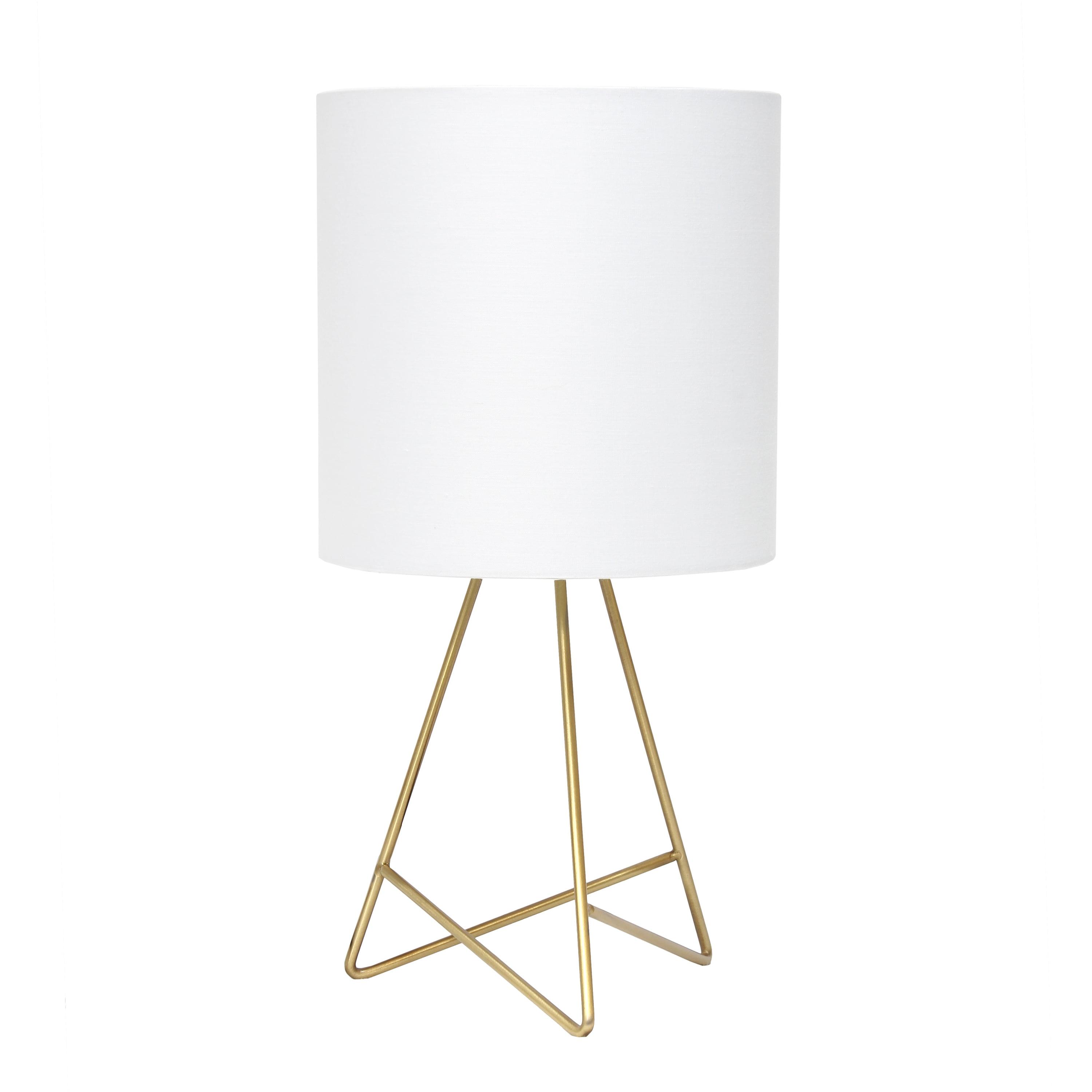 Gold Tripod Table Lamp with White Fabric Shade