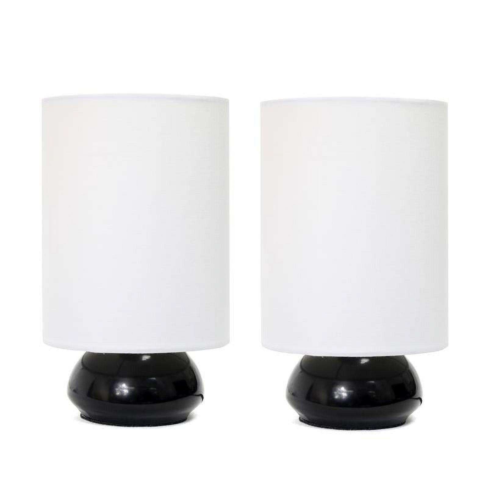 Simple Designs Set of 2 Gemini Mini Touch Table Lamps with Fabric Shades Black