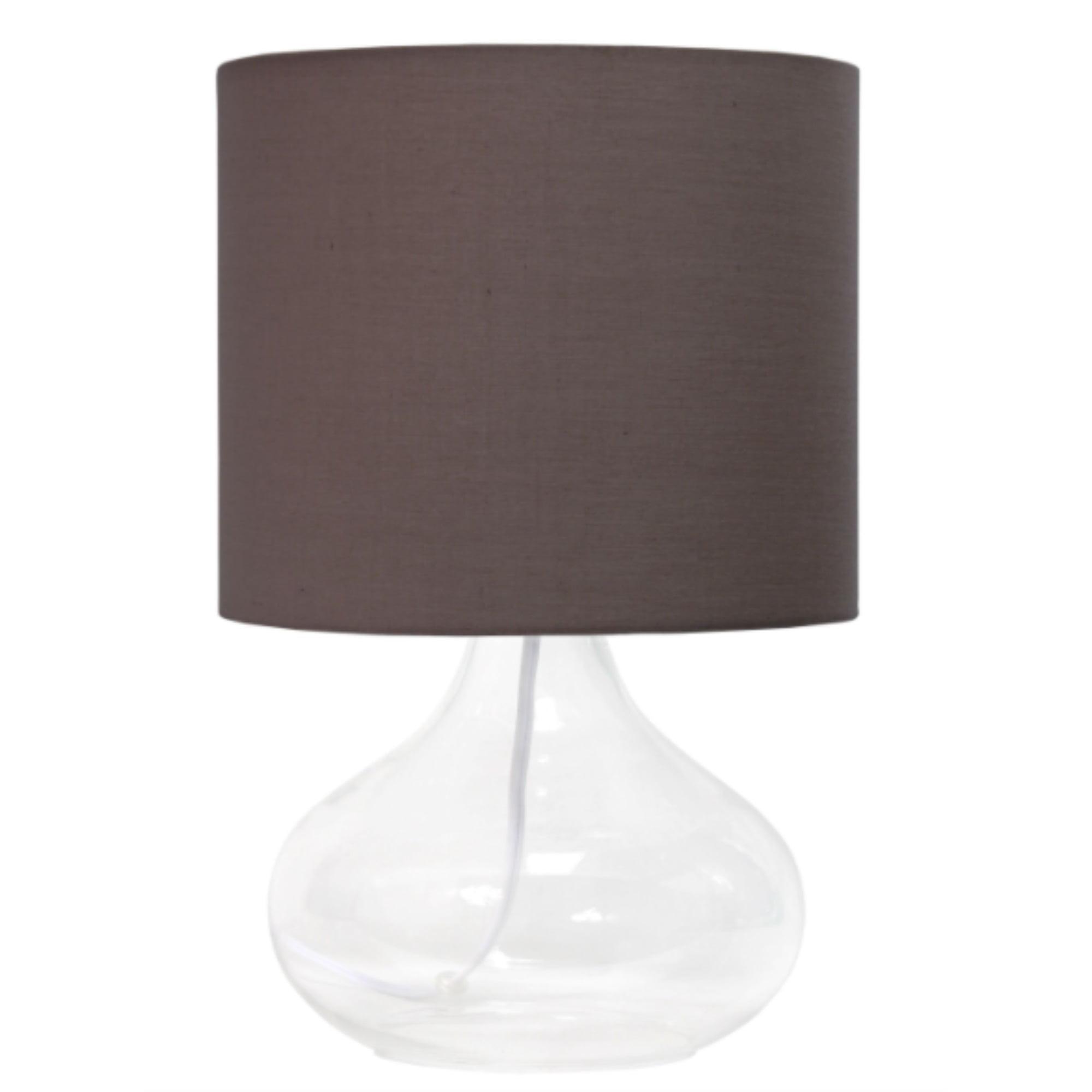 Clear Glass Raindrop Table Lamp with Fabric Shade Gray - Simple Designs: ETL Listed, No Assembly, Modern Decor, 1-Way Switch