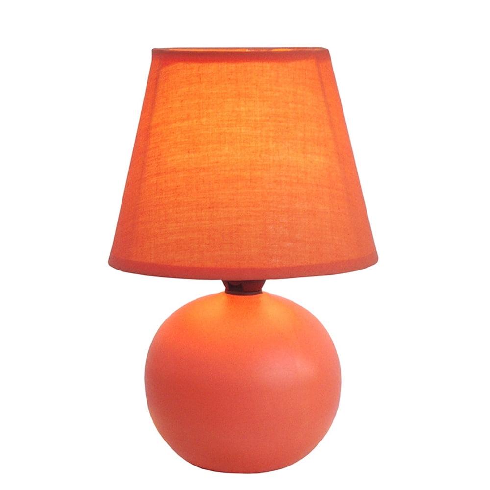 Mini Orange Ceramic Globe Table Lamp with Fabric Shade