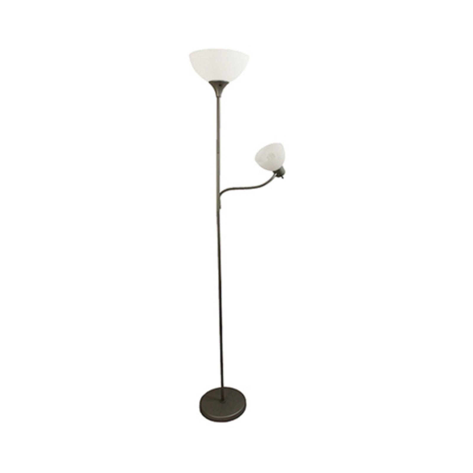 Adjustable White and Silver Metal Floor Lamp with Lampshade