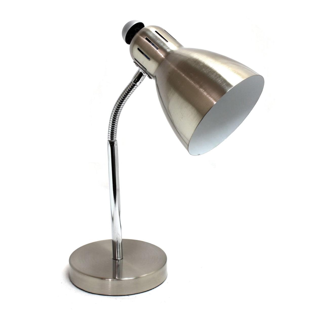 Semi-Flexible Brushed Nickel Desk Lamp Silver - Simple Designs: ETL Listed, Adjustable Neck, Metal Shade