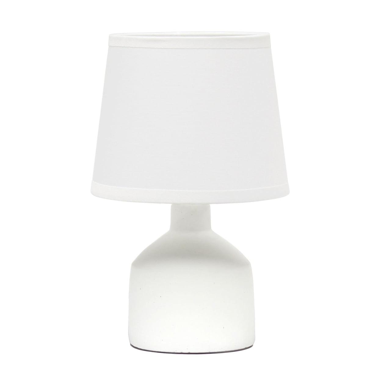 Off-White Ceramic Mini Table Lamp with Fabric Shade