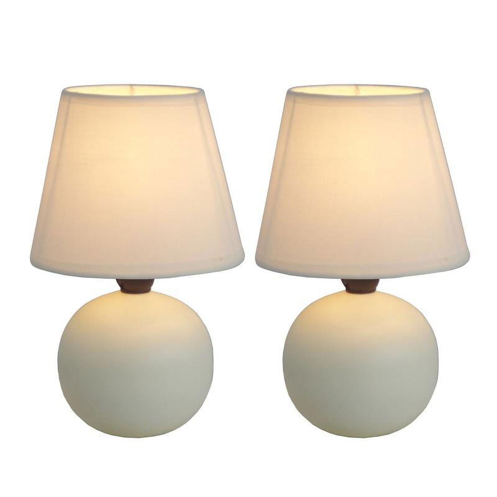 Off-White Mini Ceramic Globe Table Lamp Set for Kids