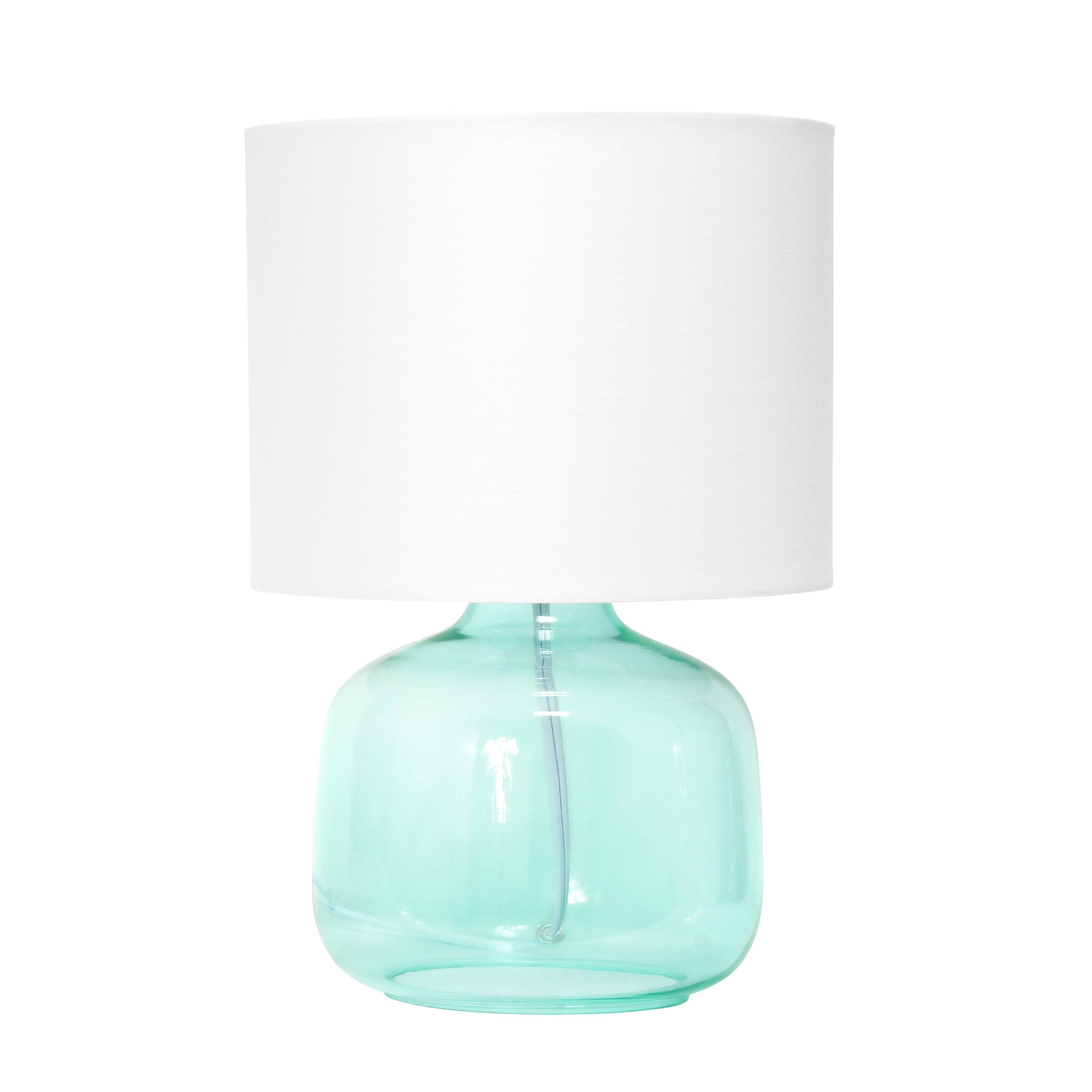 Glass Table Lamp with Fabric Shade Aqua - Simple Designs: Modern Bedside, No Assembly Required