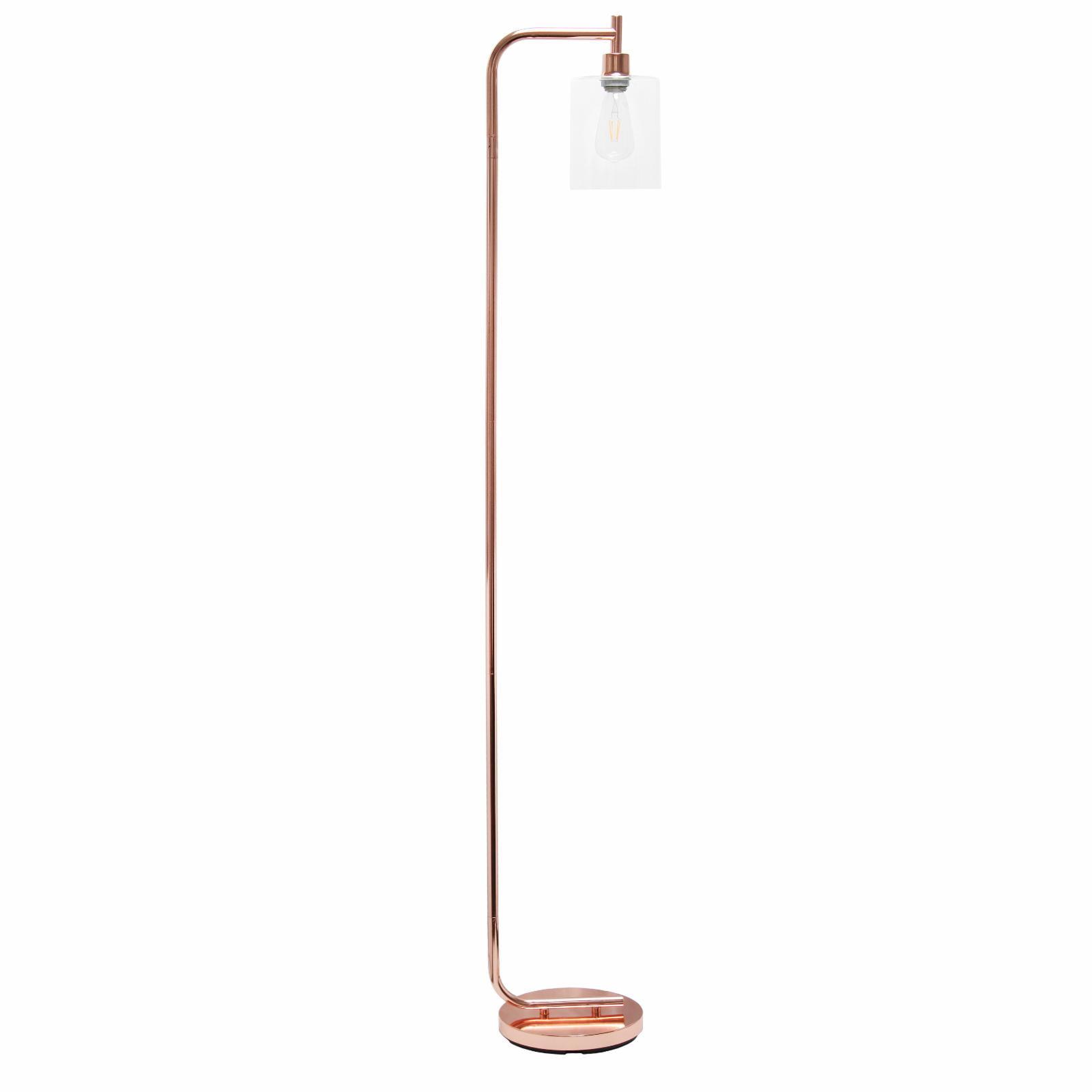 Elegant Rose Gold Arc Floor Lamp with Clear Glass Shade