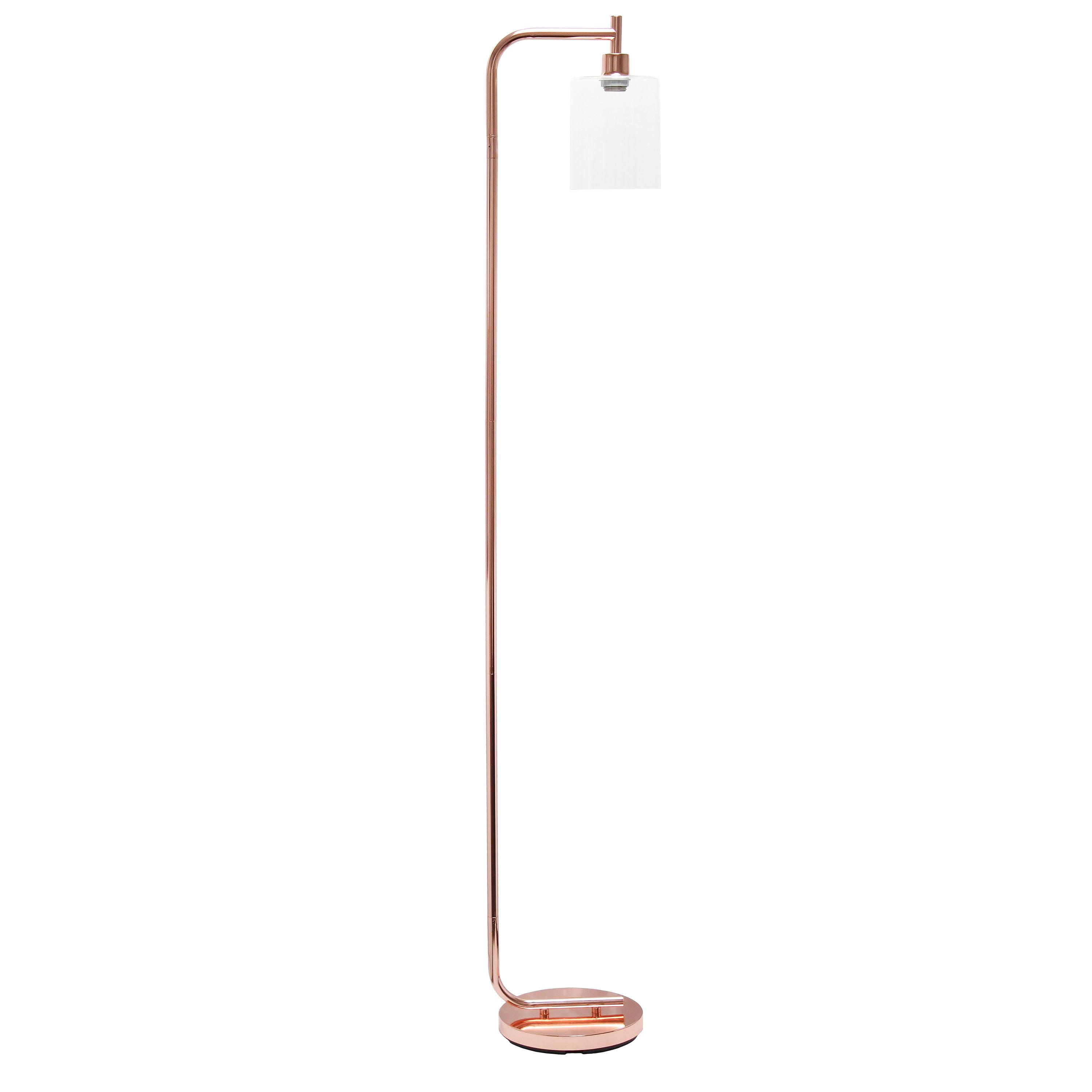 Iron Lantern Floor Lamp with Glass Shade Pink - Simple Designs: ETL Listed, Metal Base, Cylinder Shade
