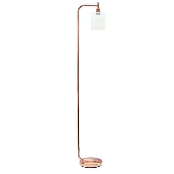 Iron Lantern Floor Lamp with Glass Shade Pink - Simple Designs: ETL Listed, Metal Base, Cylinder Shade