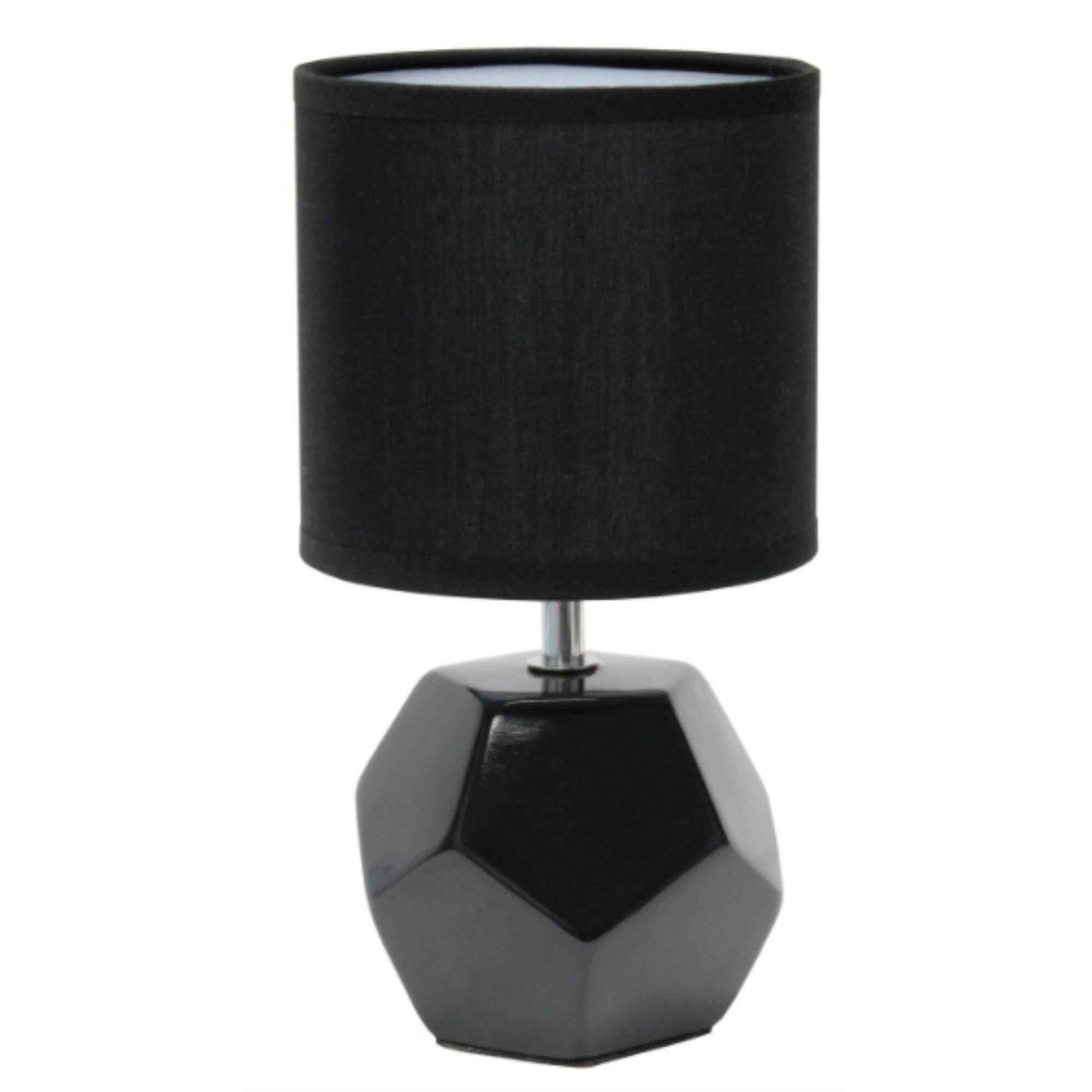 Black Geometric Ceramic Mini Table Lamp with Fabric Shade