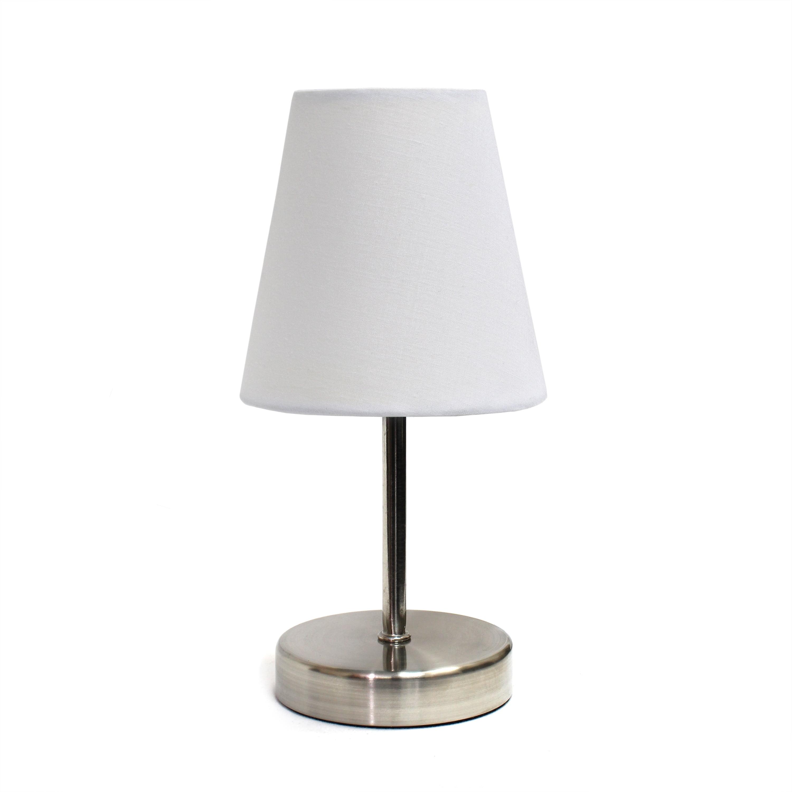 Sand Nickel Mini Table Lamp with White Fabric Shade