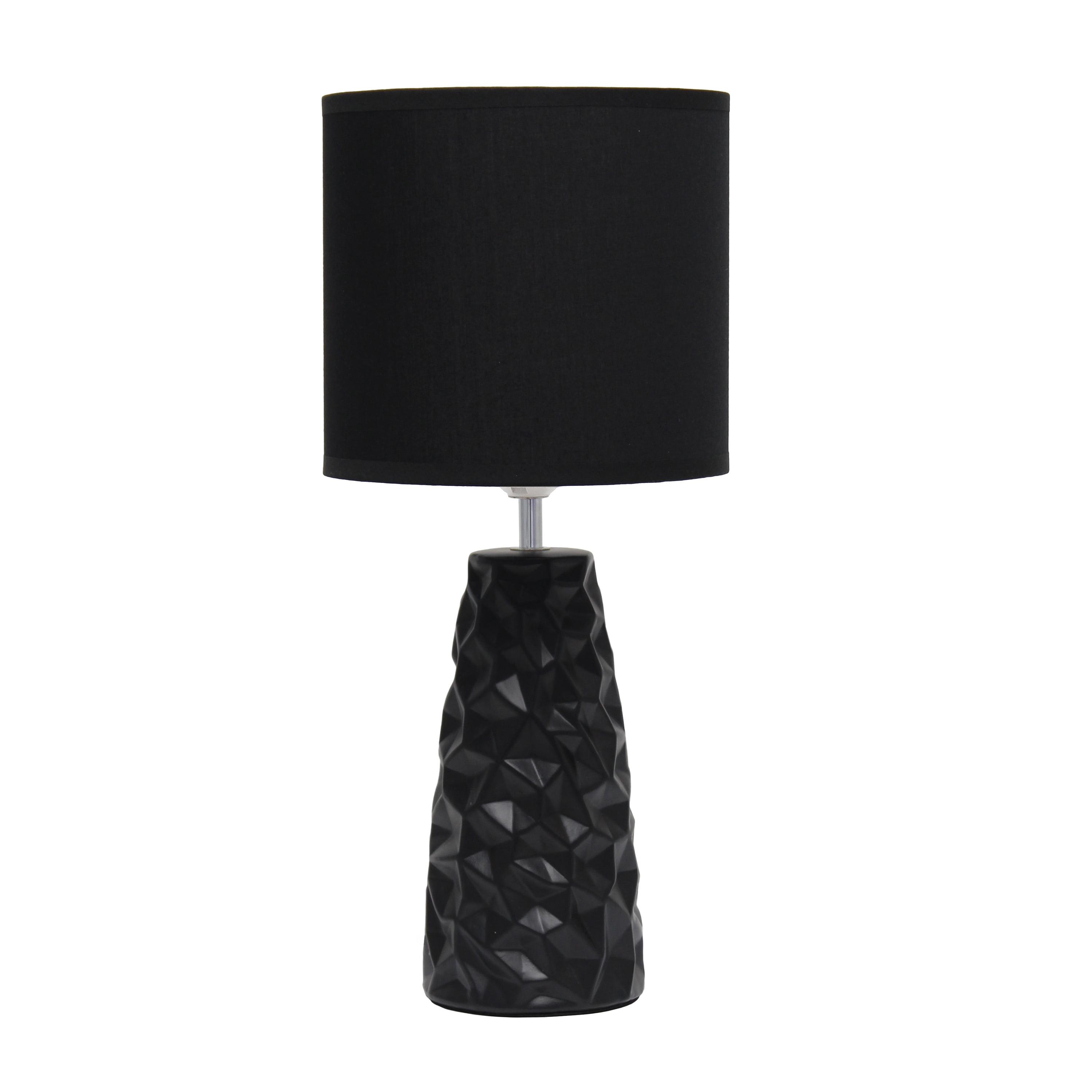Sculpted Ceramic Table Lamp Black - Simple Designs: Modern Bedside Light, ETL Listed, No Assembly Required
