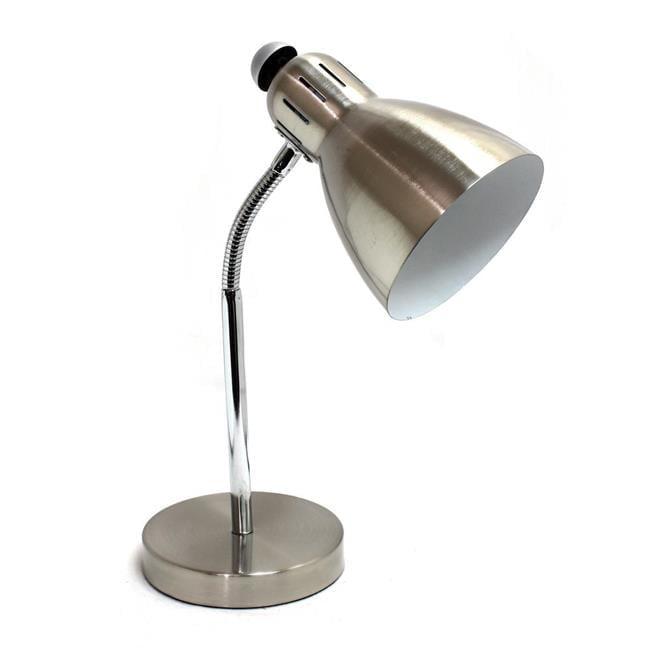 Semi-Flexible Brushed Nickel Desk Lamp Silver - Simple Designs: ETL Listed, Adjustable Neck, Metal Shade