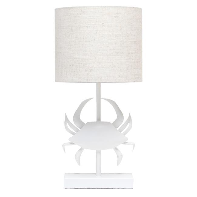 Simple Designs 18.25" Shoreside Tall Coastal Pinching Crab Shaped Bedside Table Desk Lamp White: Nautical Decor, ETL Listed