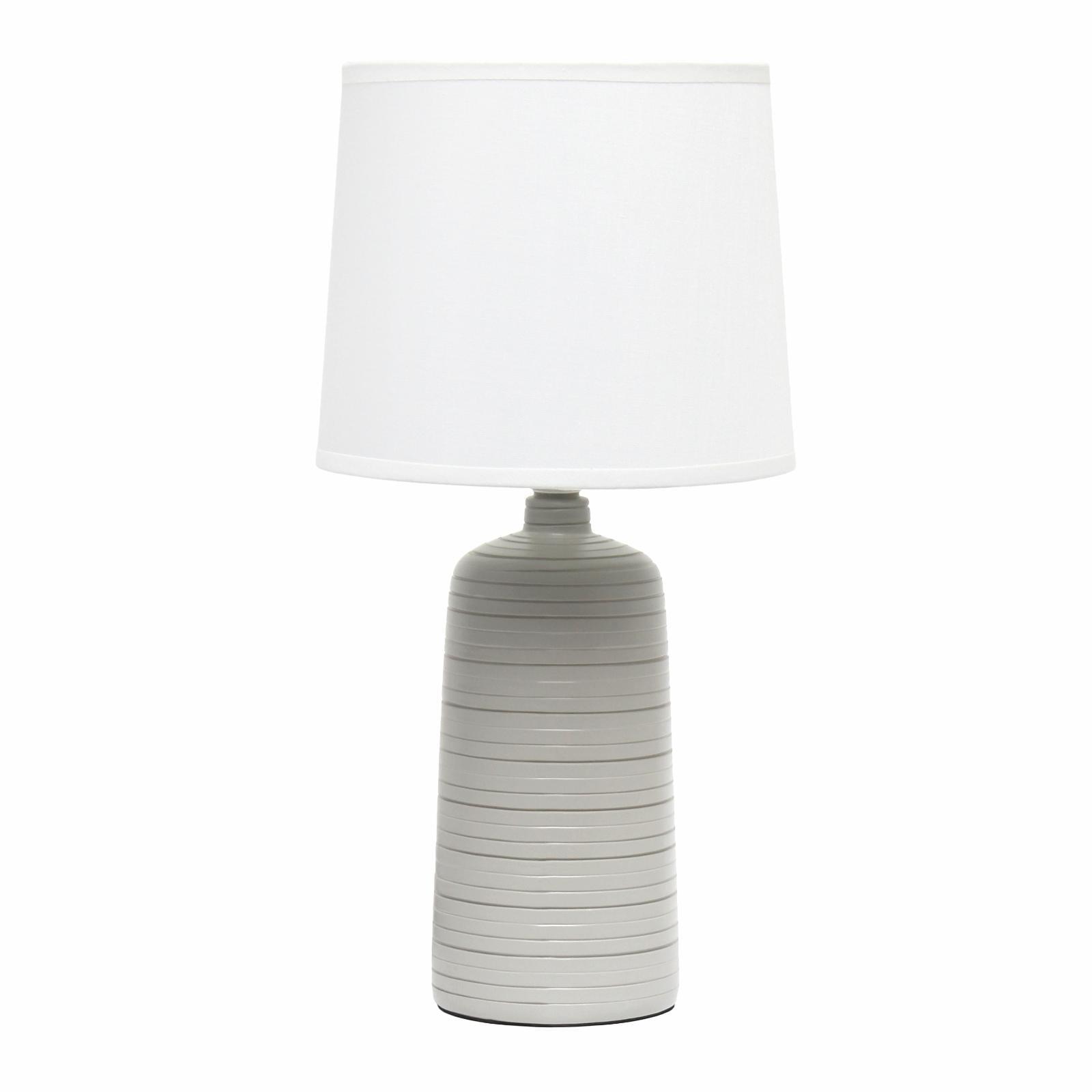 Edison Taupe Textured Ceramic Nightstand Lamp with Empire Shade