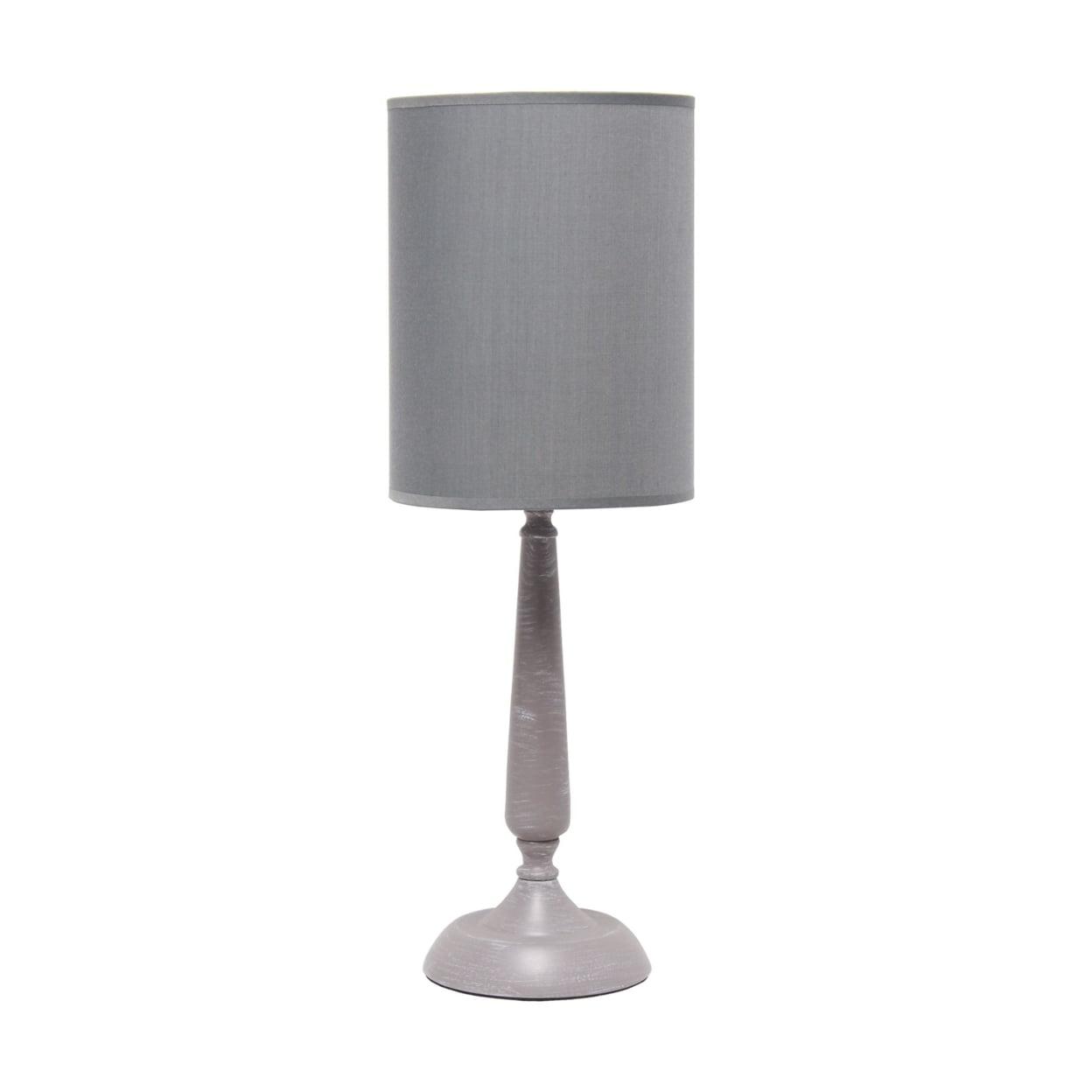 Gray Wash Metal Candlestick Table Lamp with Fabric Shade