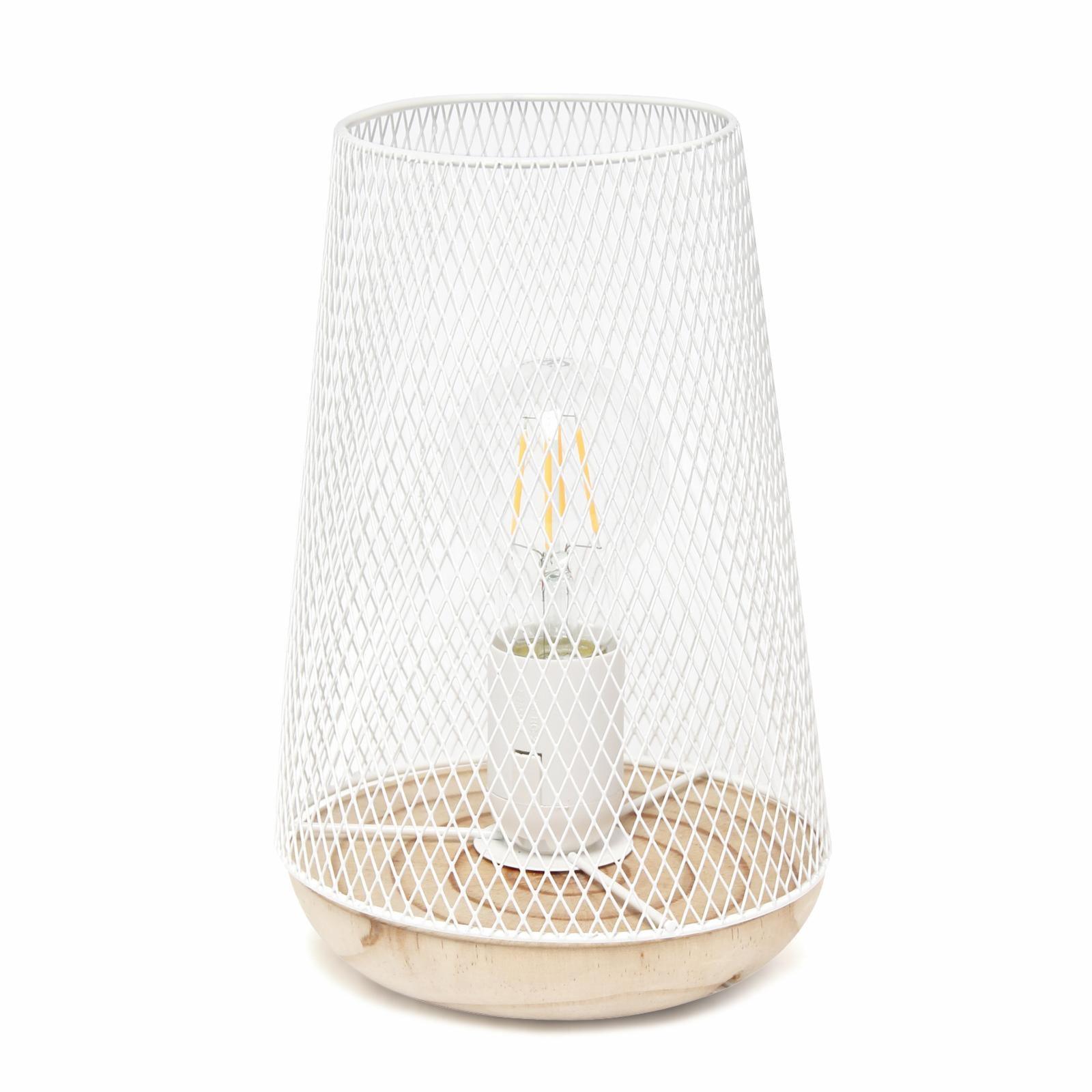 Simple Designs Wired Mesh Uplight Table Lamp White: Modern Cylinder Shade, ETL Listed, No Assembly Required