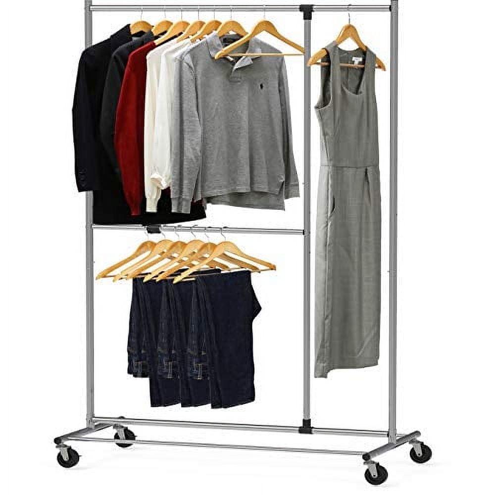 Chrome Dual Bar Adjustable Portable Garment Rack, 72-Inch Height