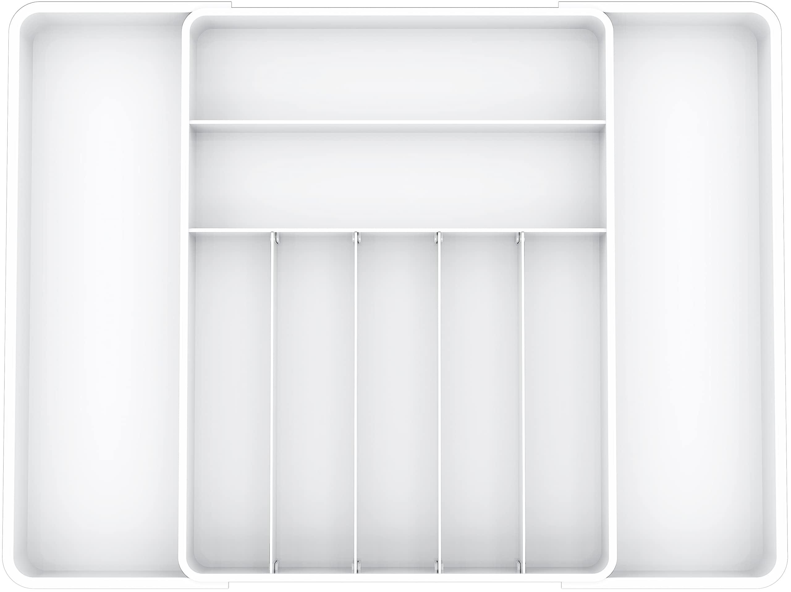 Simple Houseware Expandable Cutlery Drawer Tray and Flatware Utensil Organizers for Kitchen, White