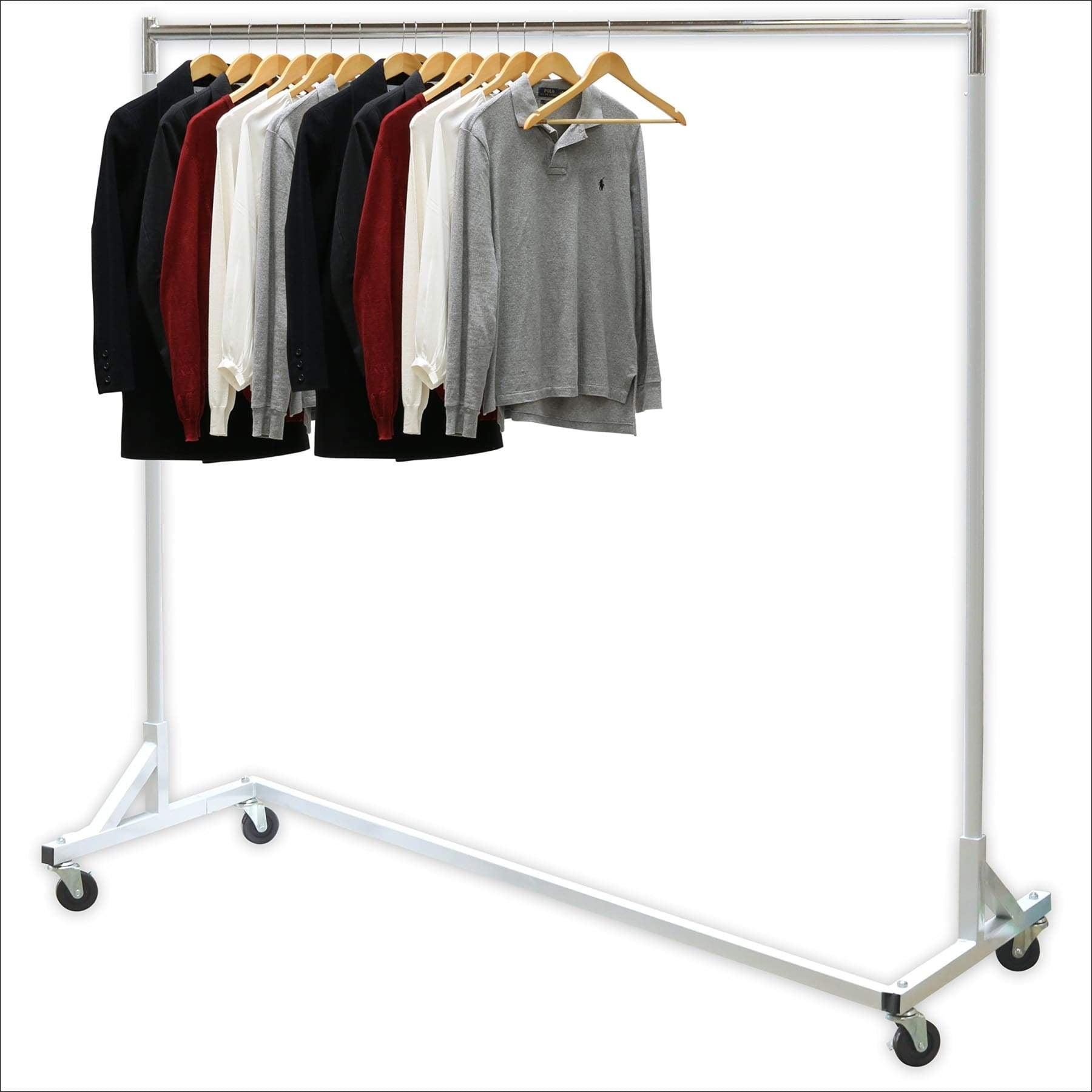 Heavy Duty Chrome Z-Base Garment Rack with Wheels