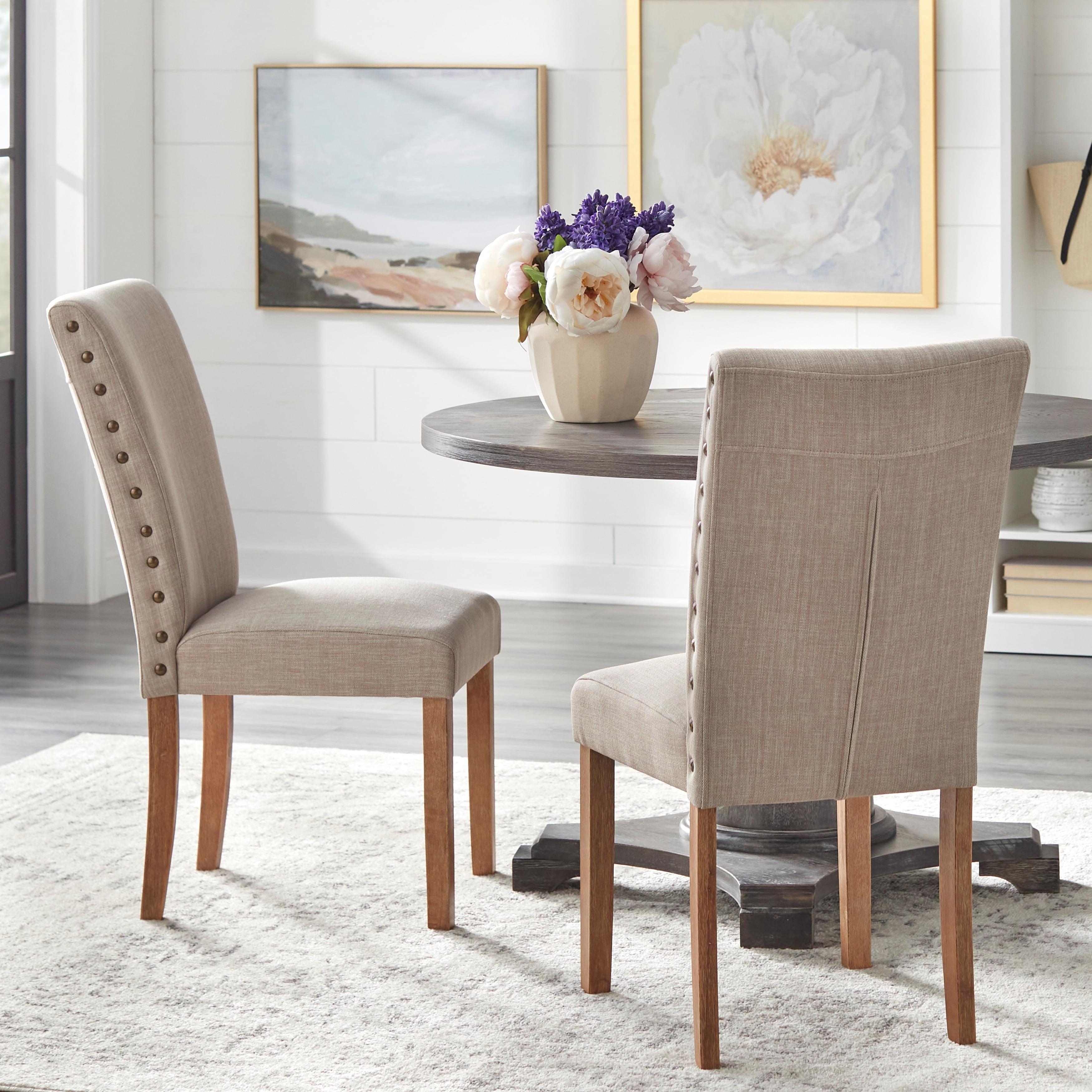 Lassiter Linen Solid Wood Parsons Chair in Beige (Set of 2)