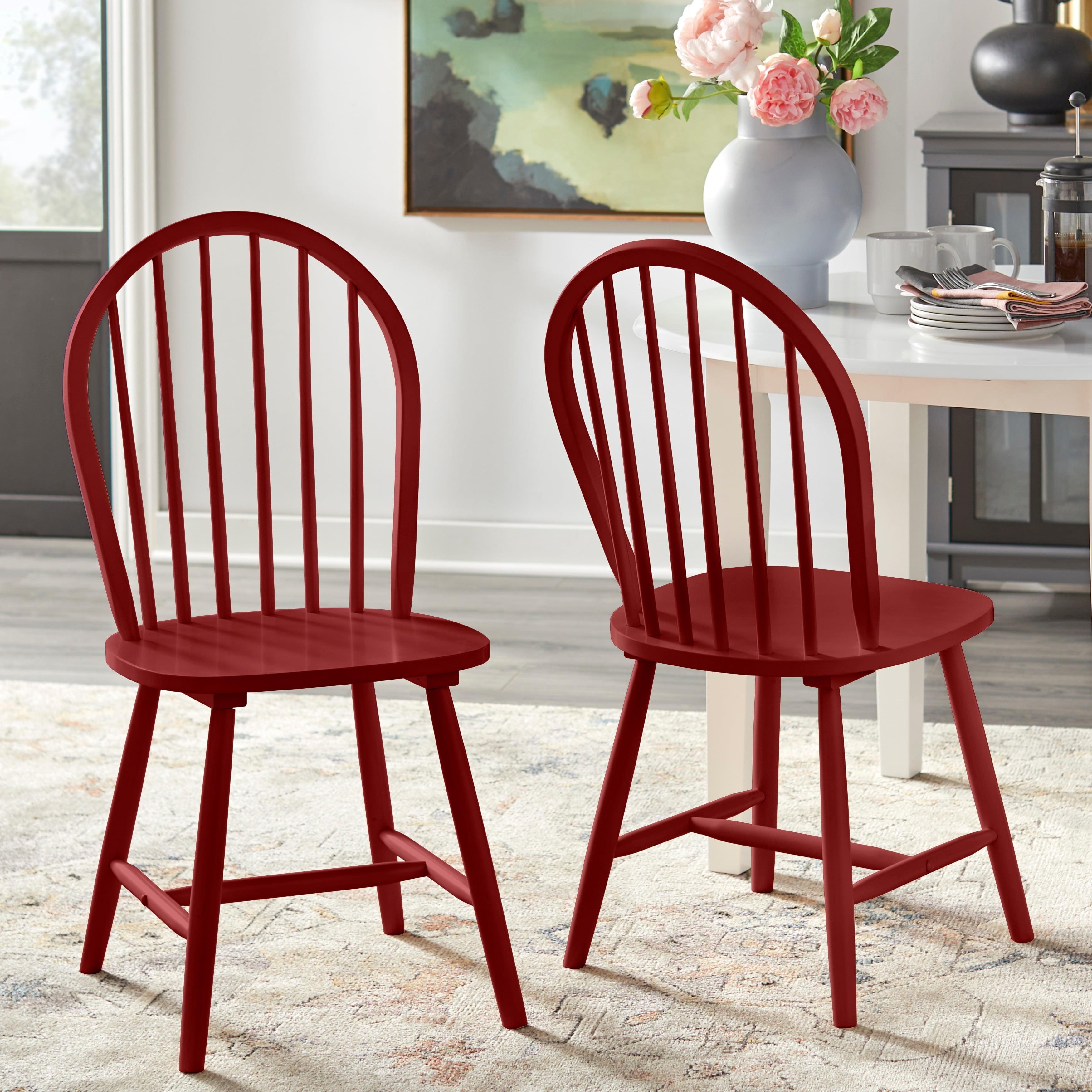 Franklin Red Solid Wood Windsor Dining Chairs, Set of 2