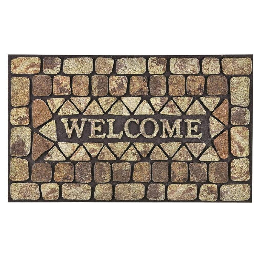 Welcome Print Large Rubber Door Mat 19.6" x 32.2" - USA Made