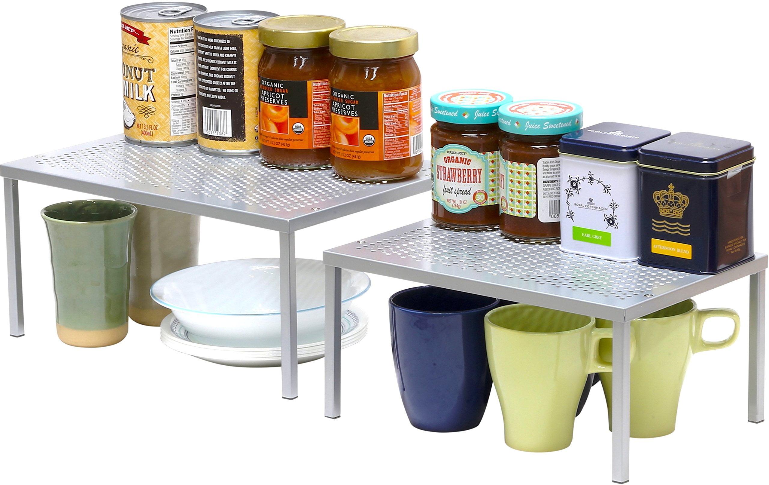 Silver Expandable Stackable Kitchen Counter Corner Shelf Organizer