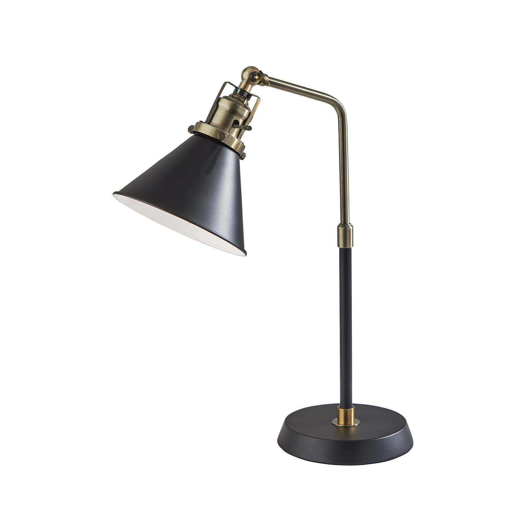 Adjustable Black and Brass Metal Desk Lamp