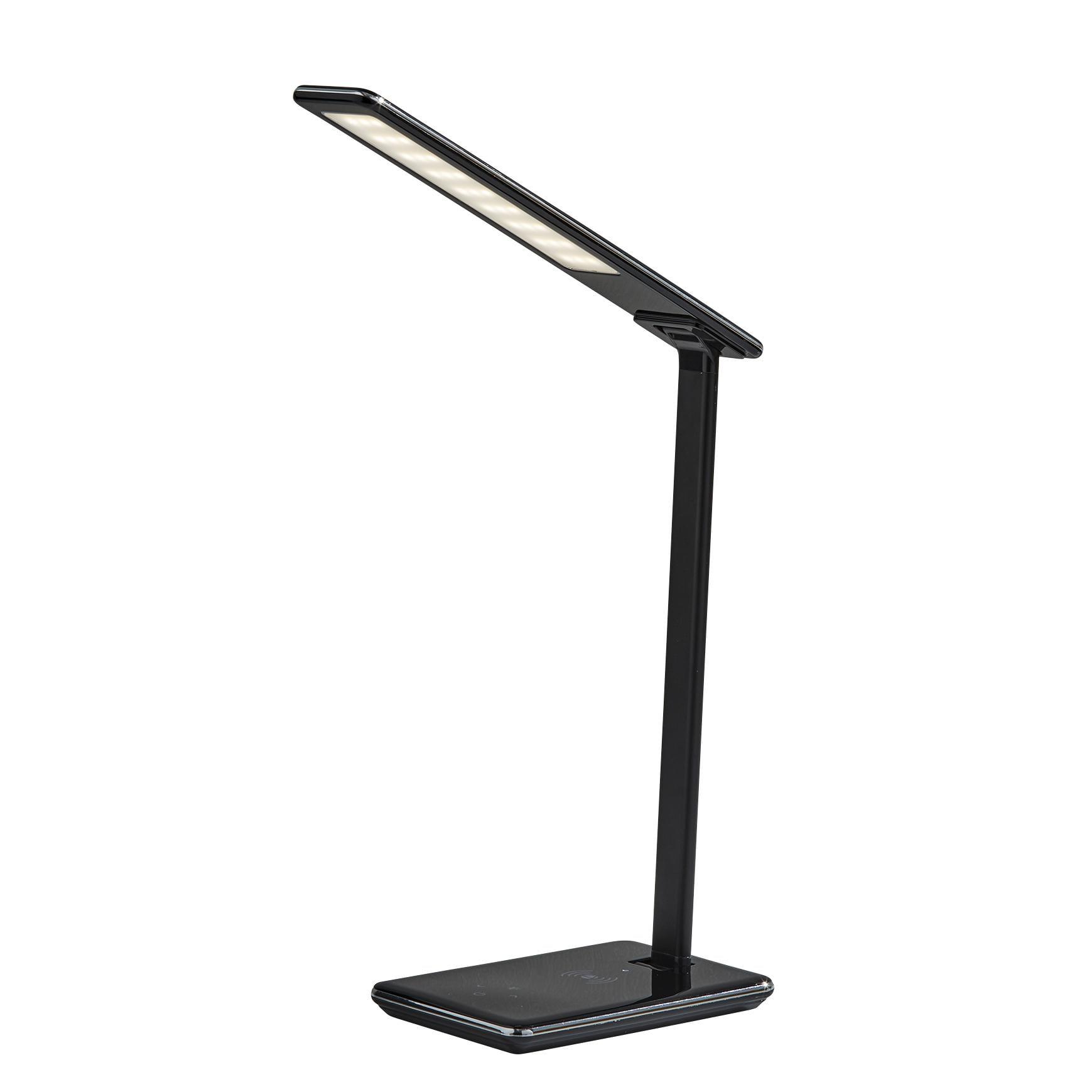 Glossy Black LED Desk Lamp with Touch Sensor and Wireless Charging