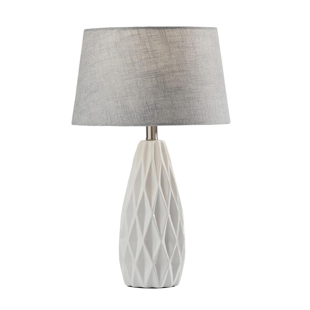 2pc Joan Table Lamps Bonus White - Adesso: Ceramic Base, Cone Shade, No Assembly Required