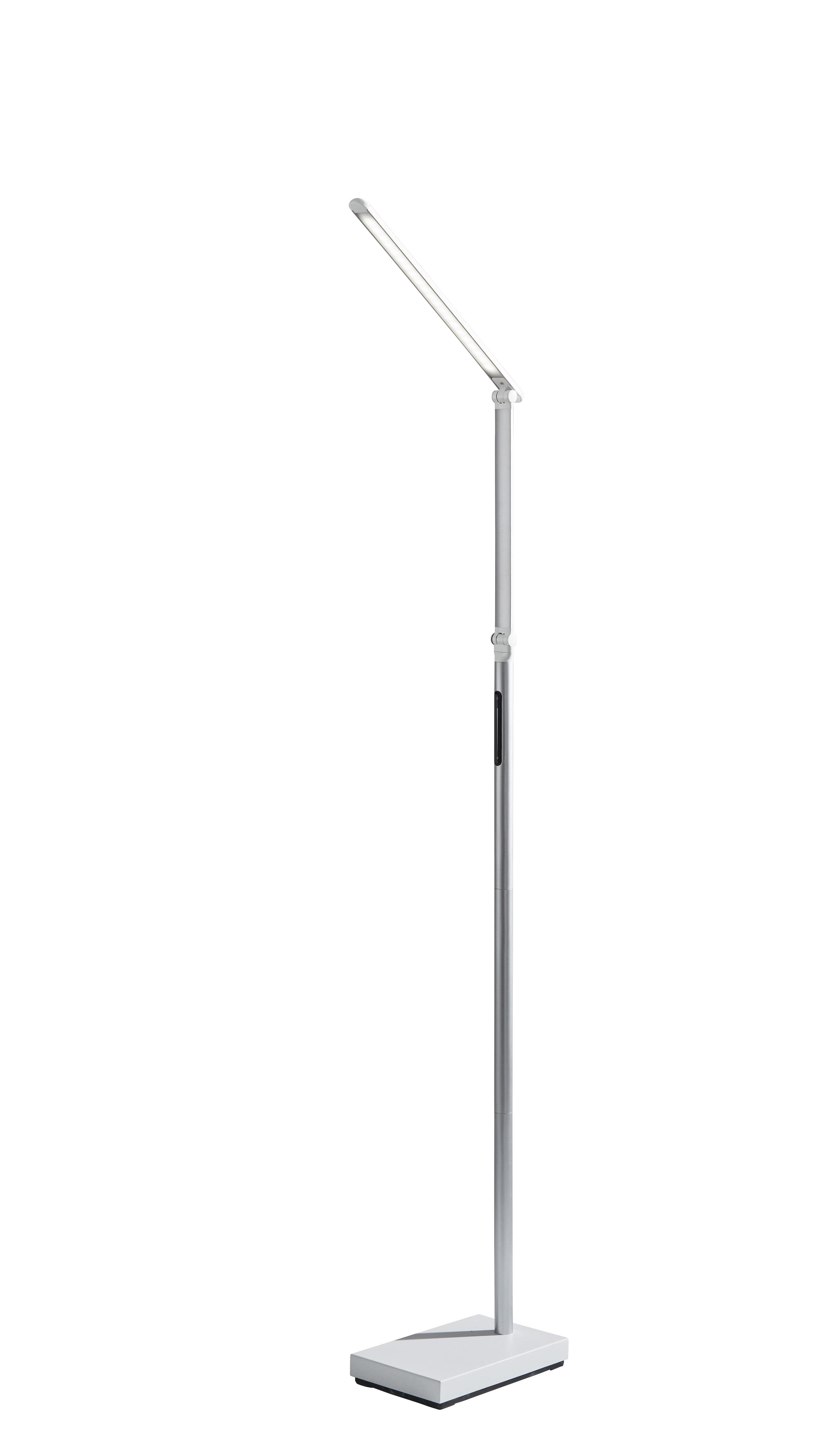 Sleek Silver and White Adjustable LED Floor Lamp with 3-Way Switch