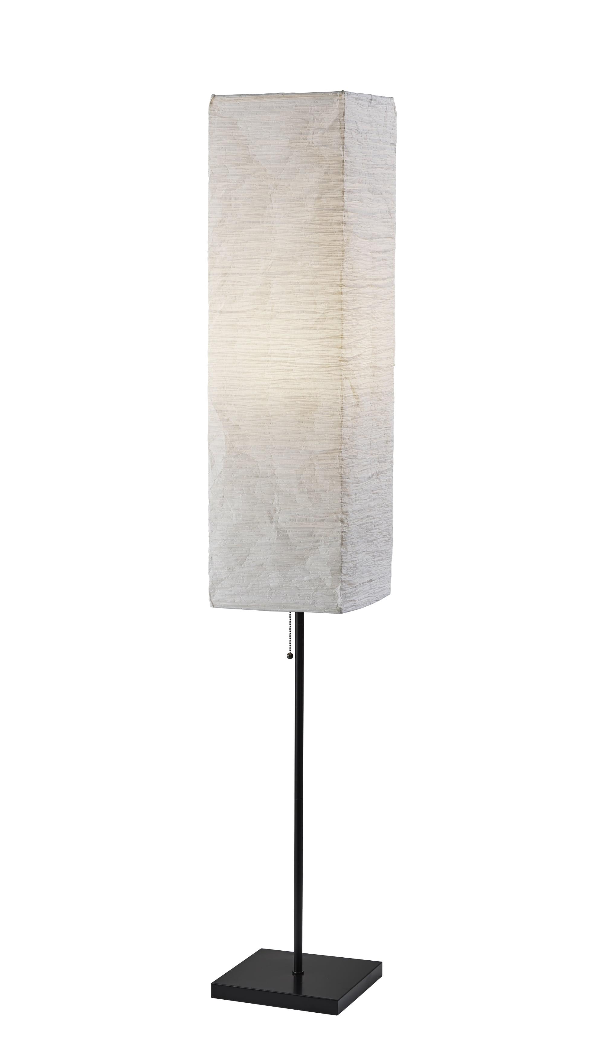 Maya Black Steel Floor Lamp with White Paper Shade