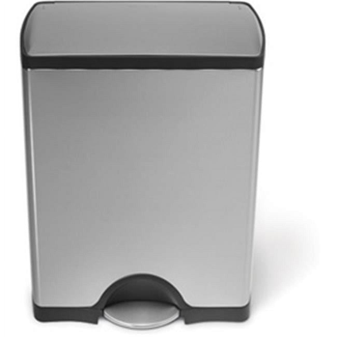 simplehuman 50 Liter / 13.0 Gallon Rectangular Kitchen Step Trash Can, Brushed Stainless Steel