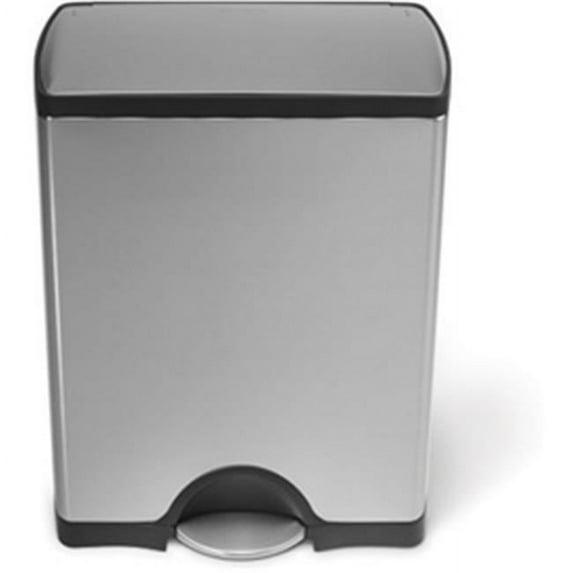 simplehuman 50 Liter / 13.0 Gallon Rectangular Kitchen Step Trash Can, Brushed Stainless Steel