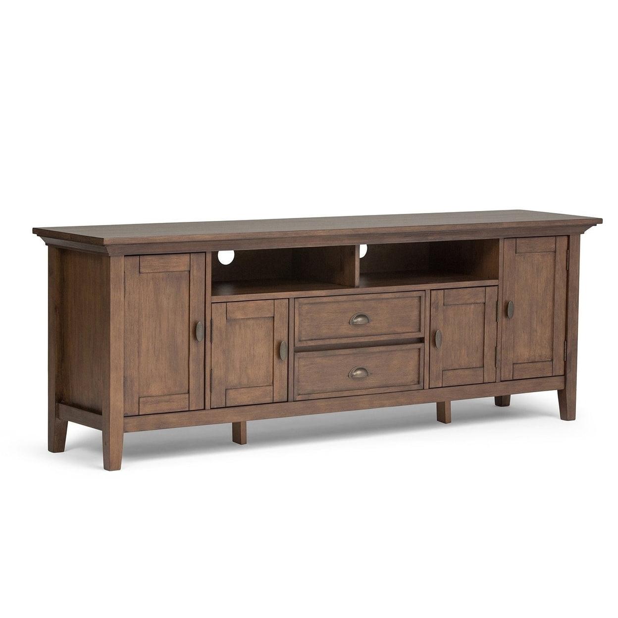 Simpli Home Redmond 72"W Solid Wood TV Stand for TVs up to 80" with Storage Cabinets