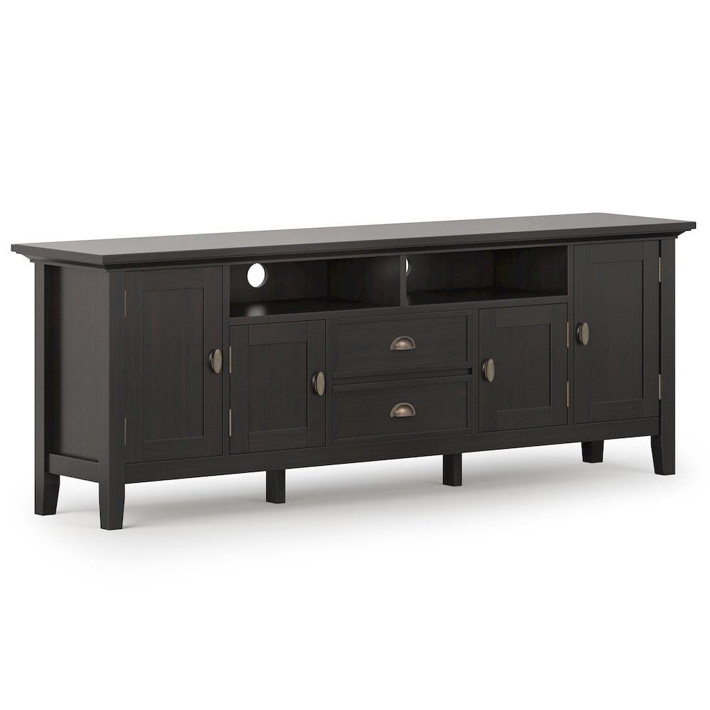 Simpli Home Redmond 72"W Solid Wood TV Stand for TVs up to 80" with Storage Cabinets