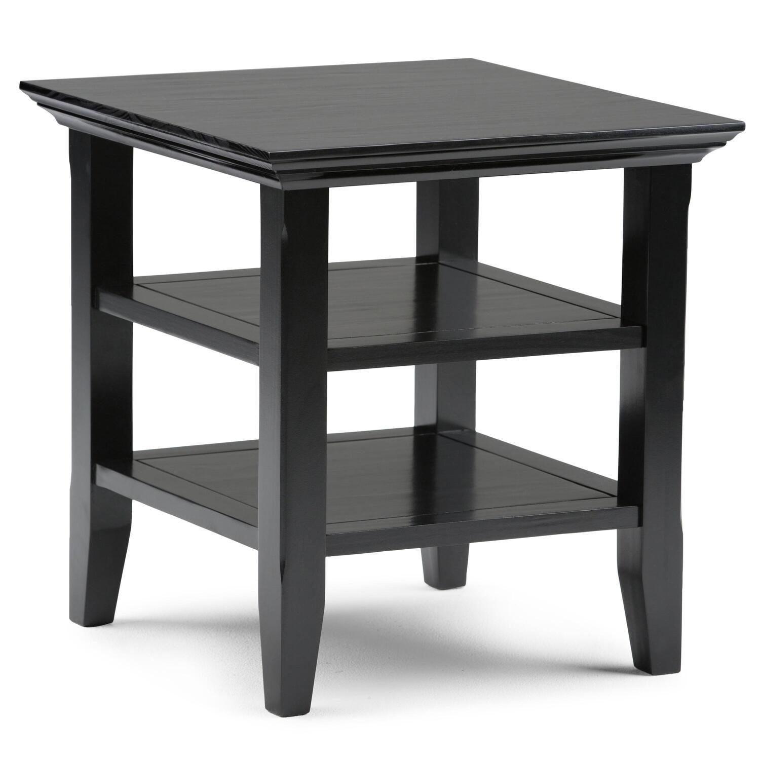 Simpli Home Acadian Solid Wood Transitional Table with Open Shelves