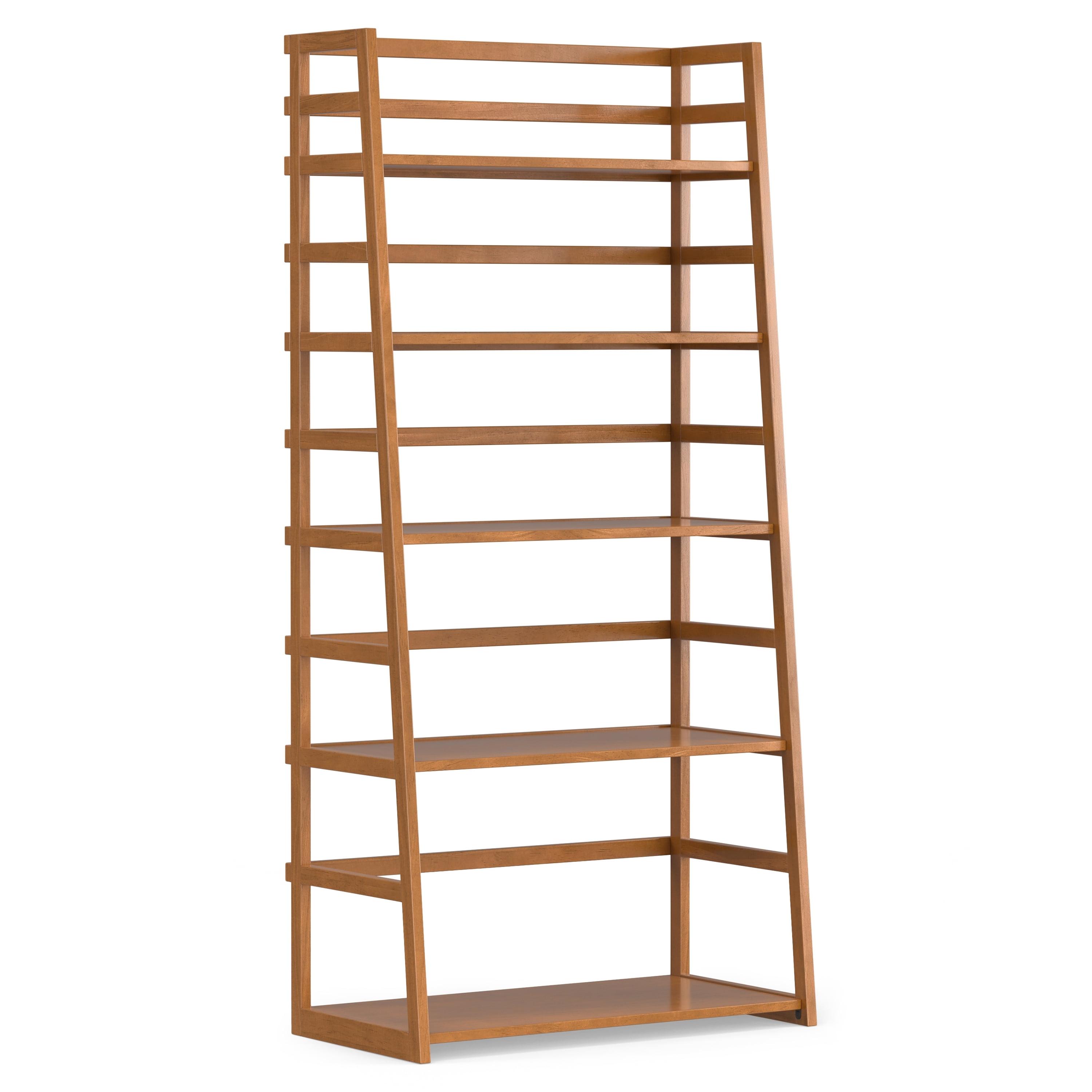 Simpli Home Acadian 30"W Solid Wood 5 Shelf Ladder Bookcase with Open Shelves