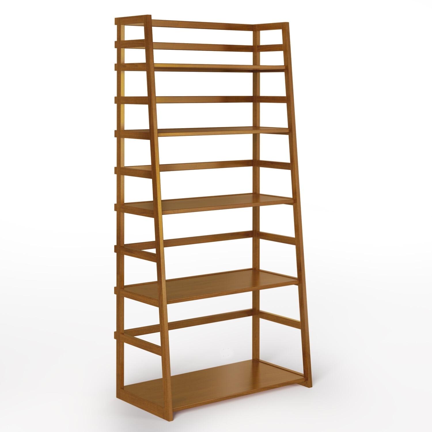 Simpli Home Acadian 30"W Solid Wood 5 Shelf Ladder Bookcase with Open Shelves