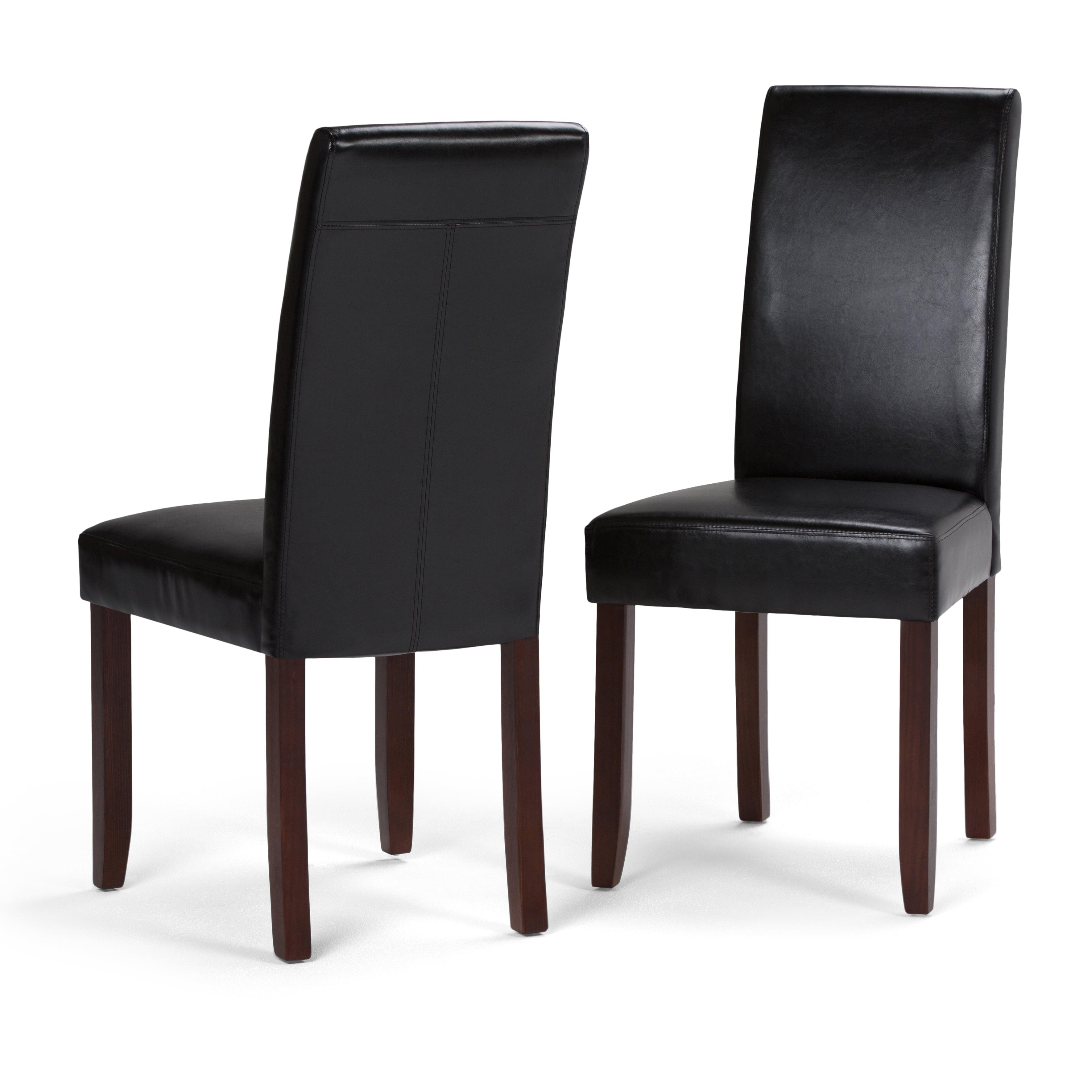 Acadian Midnight Black Faux Leather Upholstered Parsons Side Chair