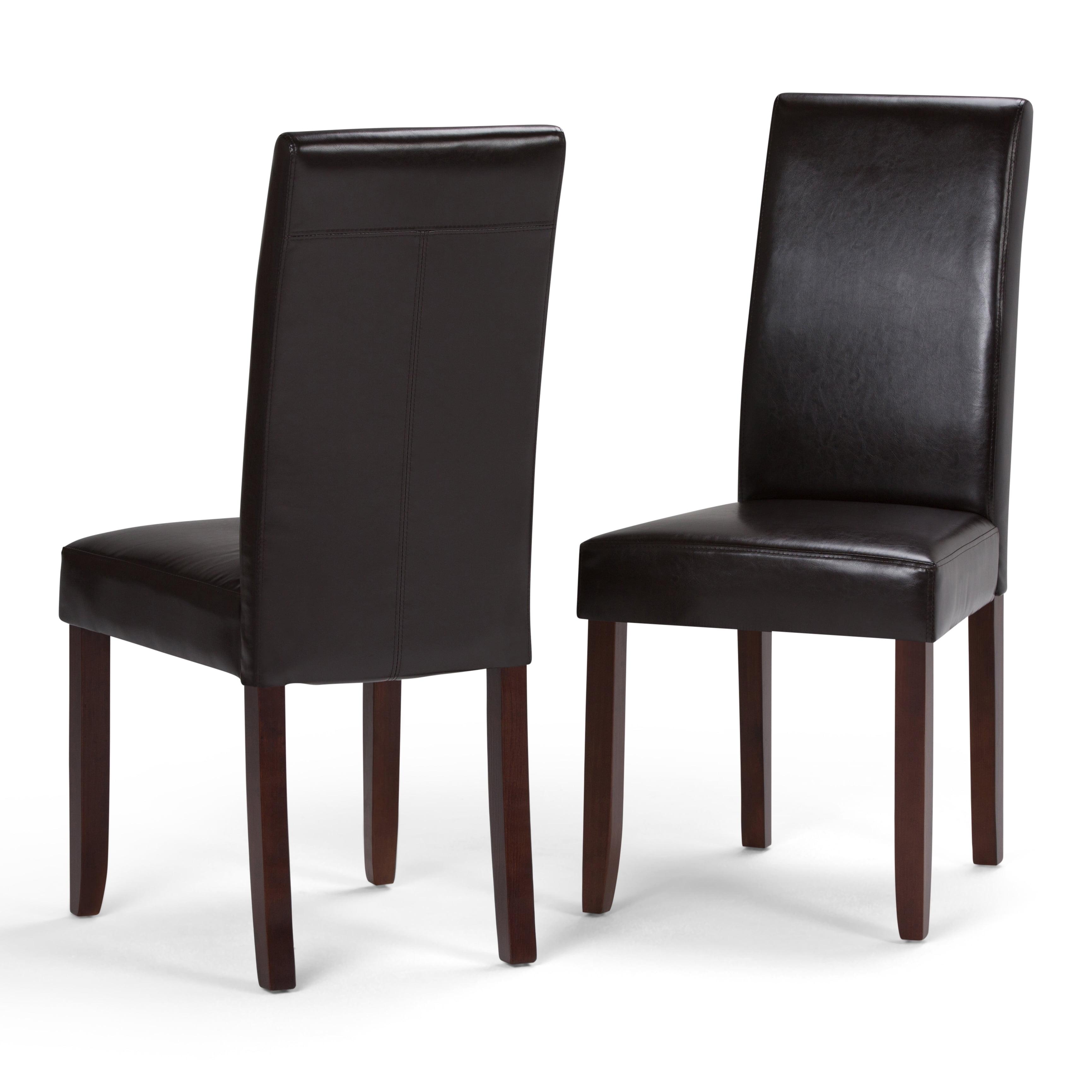 Simpli Home Acadian Andover Upholstered Parson Dining Chair with Tufted Backrest and Solid Wood Frame (Set of 2)