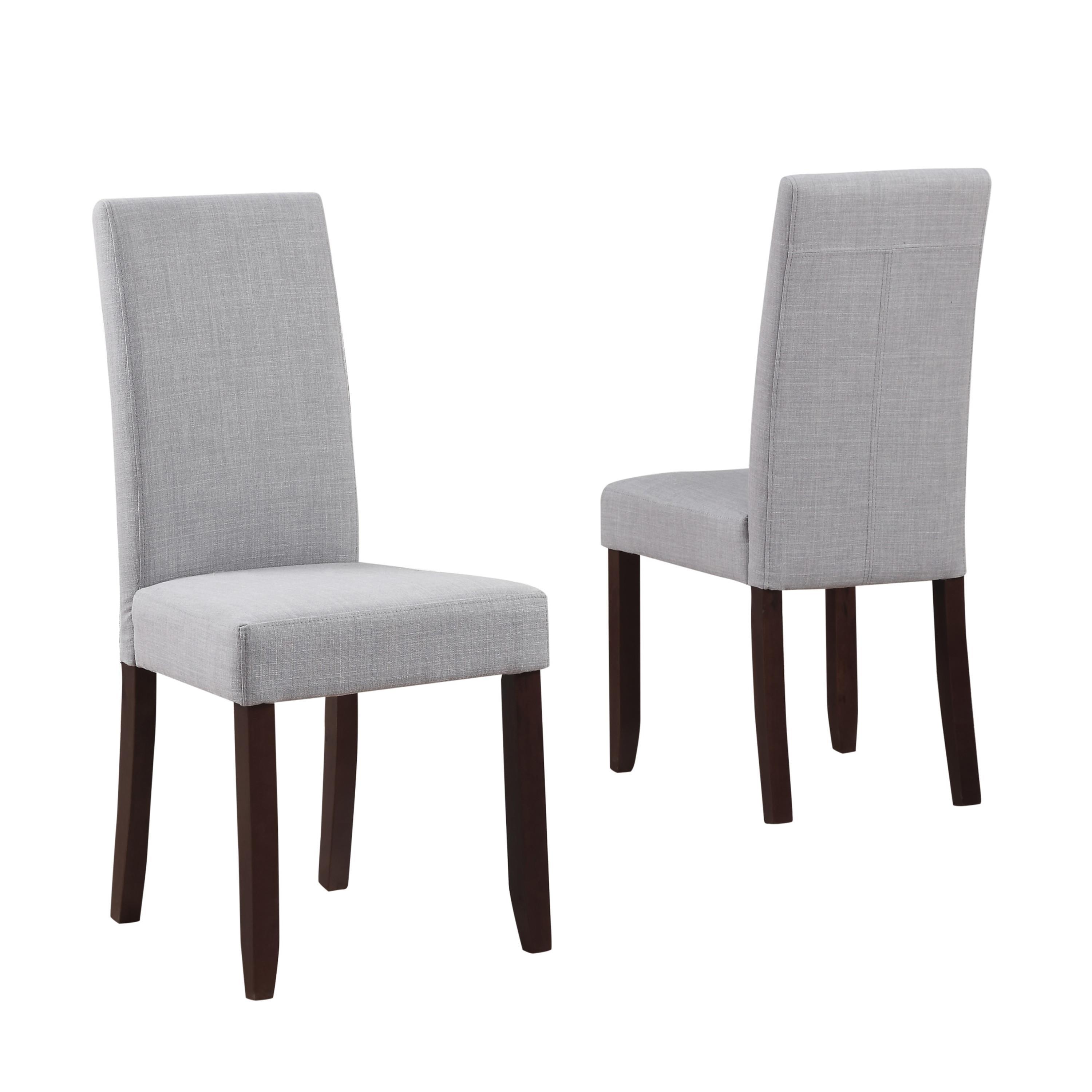 Elegant Dove Grey Linen Upholstered Parsons Dining Chair