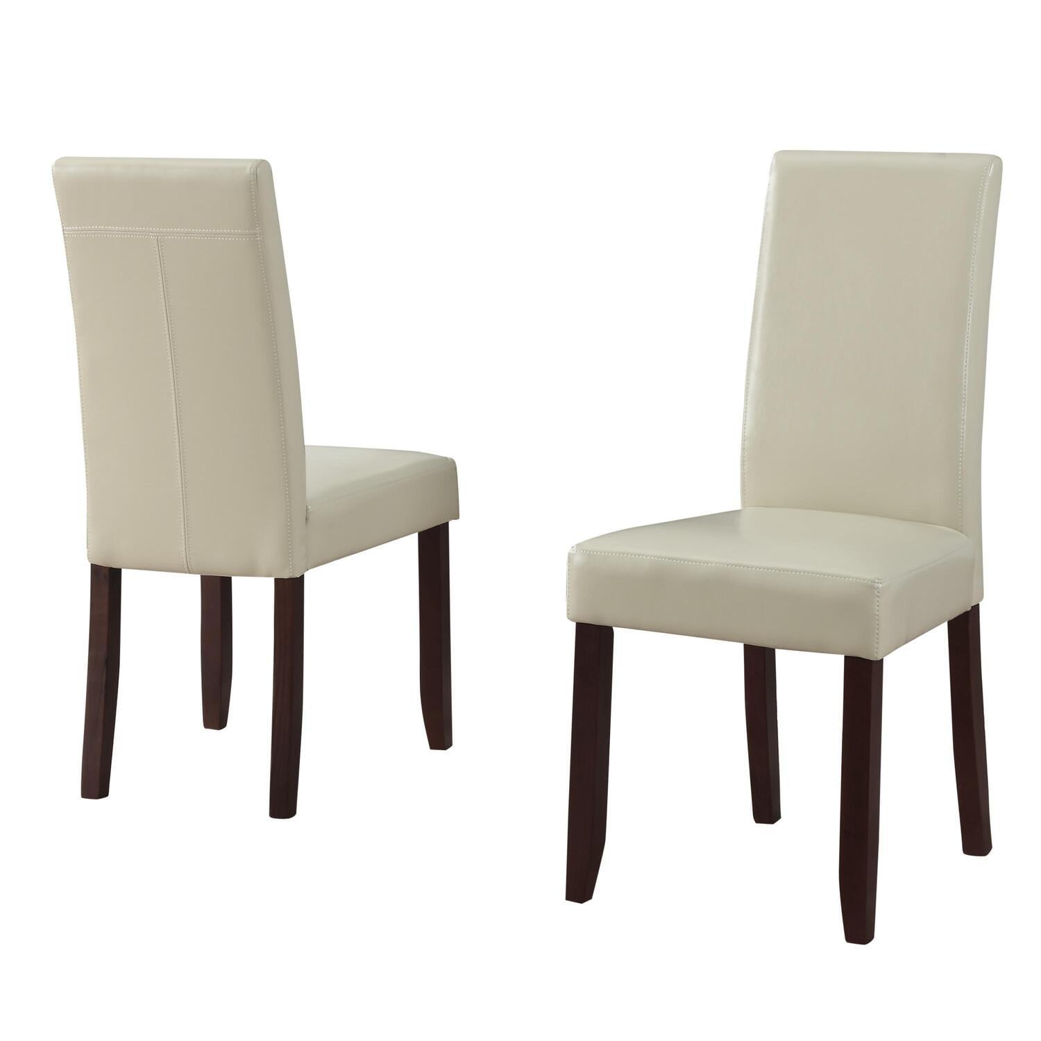 Off-White Faux Leather Upholstered Parsons Dining Chair Set