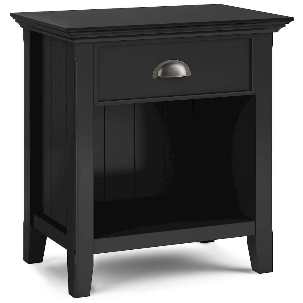 Acadian Black Solid Wood 24" Bedside Nightstand Table