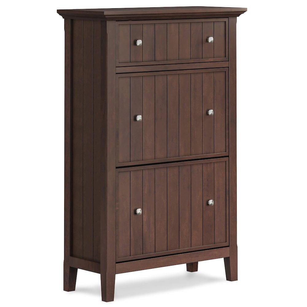 Brunette Brown Solid Wood 32" Entryway Shoe Storage Cabinet