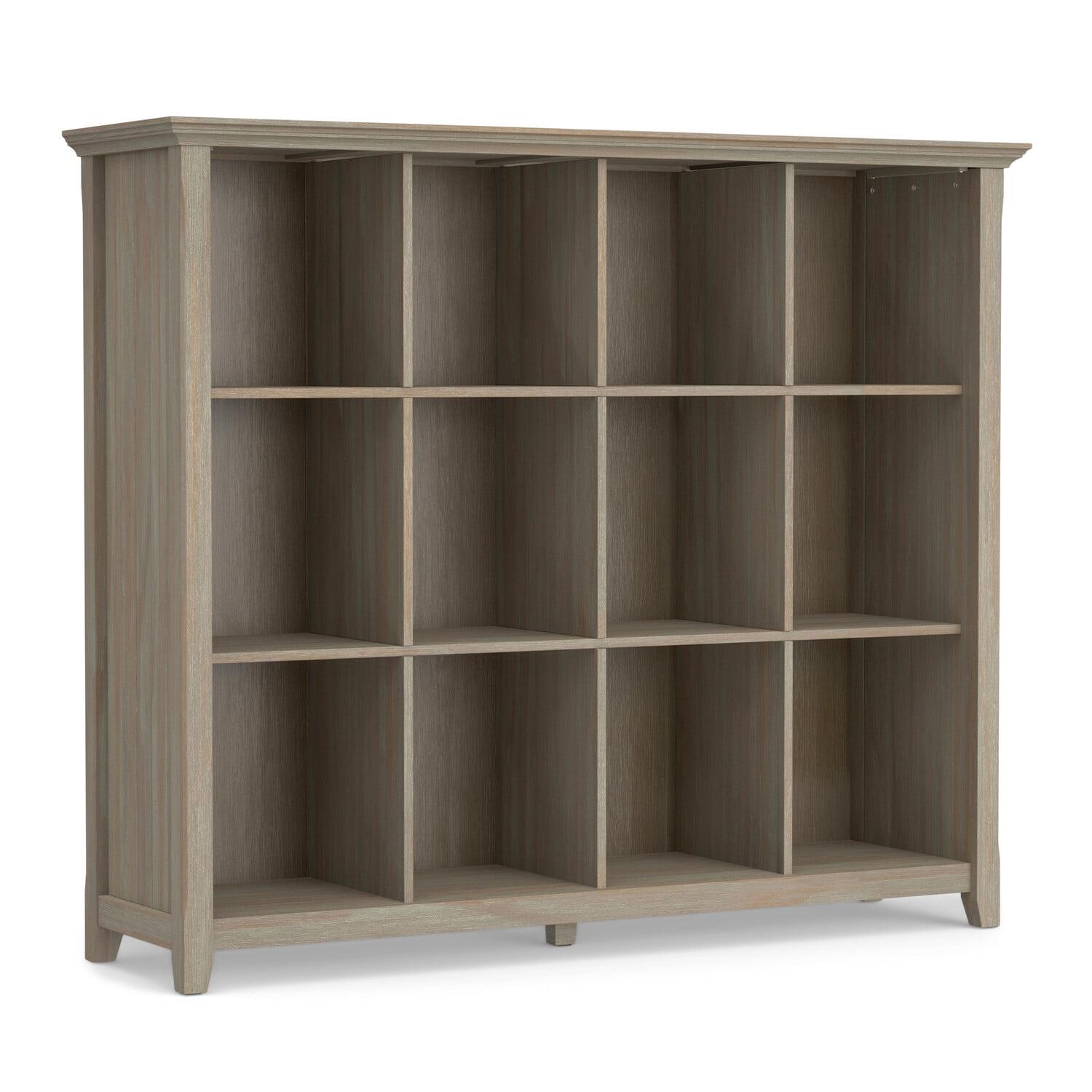 Distressed Gray Solid Wood 12-Cube Storage Unit